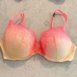 NWOT Victoria's Secret Pink and Yellow Very Sexy push up Lace Bra